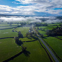 Buy canvas prints of Ground mist near Llandeilo by drone by Leighton Collins
