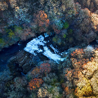 Buy canvas prints of Sgwd Isaf Clun Gwyn waterfall by drone by Leighton Collins