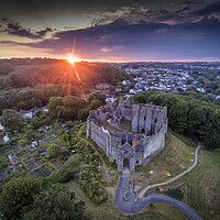 Buy canvas prints of Oystermouth Castle by drone by Leighton Collins