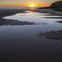 Buy canvas prints of Sunset at Rhossili Bay by Leighton Collins