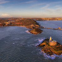 Buy canvas prints of Mumbles lighthouse in Swansea by Leighton Collins