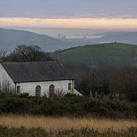 Buy canvas prints of Gellionnen chapel and Swansea Bay by Leighton Collins