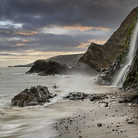 Buy canvas prints of The waterfall at Tresaith by Leighton Collins