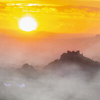 Buy canvas prints of Carreg Cennen castle sunset by Leighton Collins