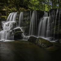 Buy canvas prints of The Upper Clydach River waterfall by Leighton Collins