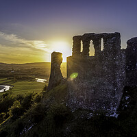 Buy canvas prints of Sunset at Dryslwyn Castle by Leighton Collins