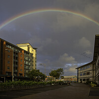 Buy canvas prints of A rainbow over Swansea by Leighton Collins