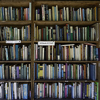 Buy canvas prints of Second hand books at Hay-on-Wye by Leighton Collins