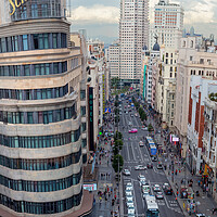 Buy canvas prints of The Schweppes building and Gran Via by Leighton Collins