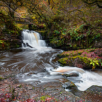 Buy canvas prints of The Sychryd Cascades waterfall by Leighton Collins
