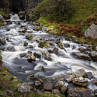Buy canvas prints of The Afon Clydach after heavy rain by Leighton Collins