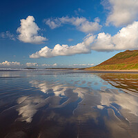 Buy canvas prints of Rhossili Bay reflections by Leighton Collins