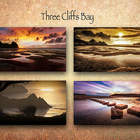 Buy canvas prints of Three Cliffs Bay by Leighton Collins