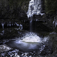Buy canvas prints of Ice covered Henrhyd Falls by Leighton Collins
