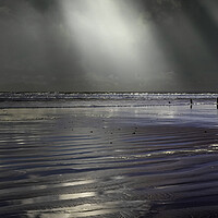 Buy canvas prints of Rays of sunlight at Rhossili by Leighton Collins