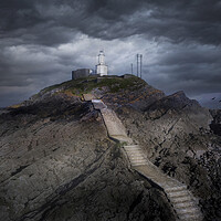 Buy canvas prints of Mumbles lighthouse steps by Leighton Collins