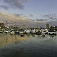 Buy canvas prints of Dusk at Swansea Marina by Leighton Collins