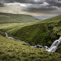 Buy canvas prints of Rain clouds and a waterfall by Leighton Collins