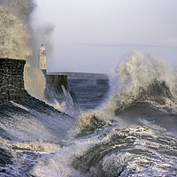 Buy canvas prints of Storm Kathleen at Porthcawl by Leighton Collins