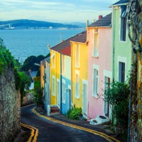 Buy canvas prints of Mumbles Cottages Swansea by Leighton Collins