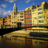 Buy canvas prints of Girona bridge Spain by Leighton Collins
