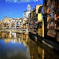 Buy canvas prints of River Onyar, Girona, Spain. by Leighton Collins