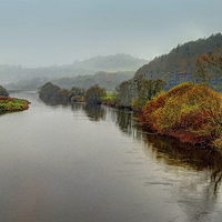 Buy canvas prints of River Towy in the rain by Leighton Collins