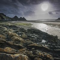 Buy canvas prints of Three Cliffs Bay Swansea by Leighton Collins
