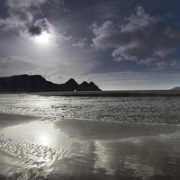 Buy canvas prints of  Stunning Three Cliffs Bay, Gower Peninsula. by Leighton Collins