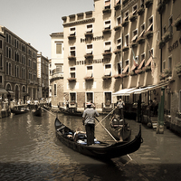 Buy canvas prints of Venice canal gondolas by Leighton Collins
