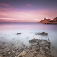 Buy canvas prints of Mumbles lighthouse Swansea Bay by Leighton Collins