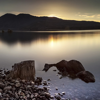 Buy canvas prints of Comox lake sunset by Leighton Collins