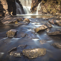 Buy canvas prints of  River bed at Penllergaer falls Swansea by Leighton Collins