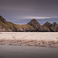 Buy canvas prints of  Three Cliffs Bay and river by Leighton Collins