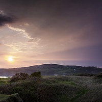 Buy canvas prints of  Sunset over the south Gower coast by Leighton Collins