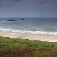 Buy canvas prints of  Rhossili bay, the old rectory and worms head by Leighton Collins