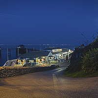 Buy canvas prints of  Mumbles cafe and pier by Leighton Collins