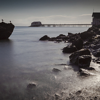 Buy canvas prints of  Mumbles pier rocks by Leighton Collins