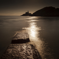 Buy canvas prints of  Mumbles lighthouse sunrise by Leighton Collins