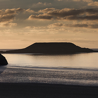 Buy canvas prints of  Rhossili bay and Worm's head on the Gower peninsu by Leighton Collins