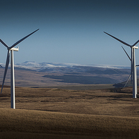 Buy canvas prints of  Wind turbines on Betws mountain by Leighton Collins