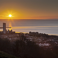 Buy canvas prints of  Sunrise on Swansea city south Wales by Leighton Collins