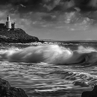 Buy canvas prints of  Breaking wave at Bracelet Bay by Leighton Collins