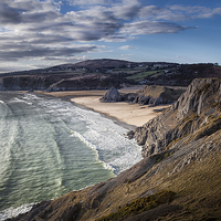 Buy canvas prints of  Three Cliffs Bay Gower by Leighton Collins