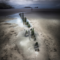 Buy canvas prints of  worms head rhossili bay by Leighton Collins