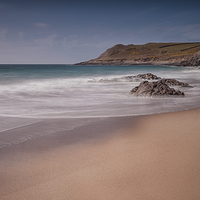 Buy canvas prints of  Pristine sand at Fall Bay Gower by Leighton Collins
