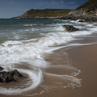 Buy canvas prints of  Swirling waves at Fall Bay Gower by Leighton Collins