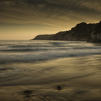 Buy canvas prints of  Sunset at Caswell Bay by Leighton Collins