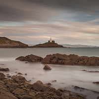 Buy canvas prints of  Bracelet Bay and Mumbles lighthouse by Leighton Collins