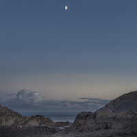 Buy canvas prints of Waxing Quarter Moon   by Leighton Collins